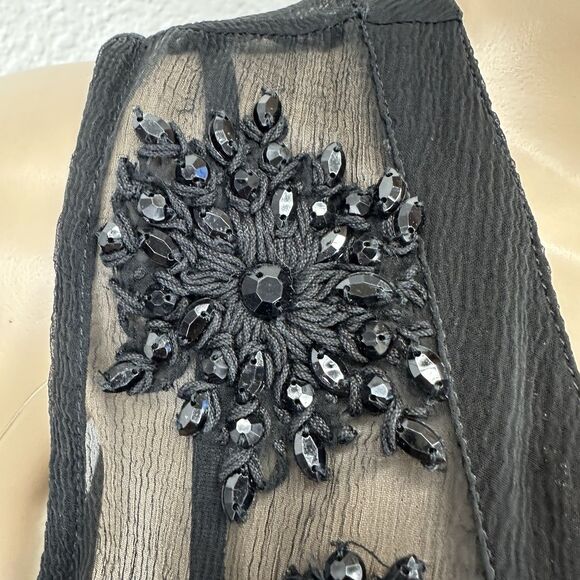 Plenty Tracy Reese Black Chiffon Beaded  babydoll Top Whimsigoth Fairy Y2k Retro - Picture 5 of 10
